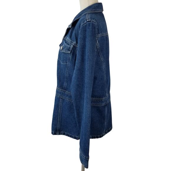 Carolina Blues Denim Jean Jacket Removeable Faux Fur Collar Vintage Size LG - Picture 4 of 5